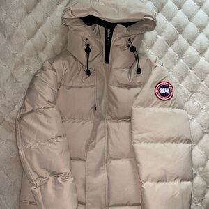 Canada Goose Beige Hooded Puffer Jacket